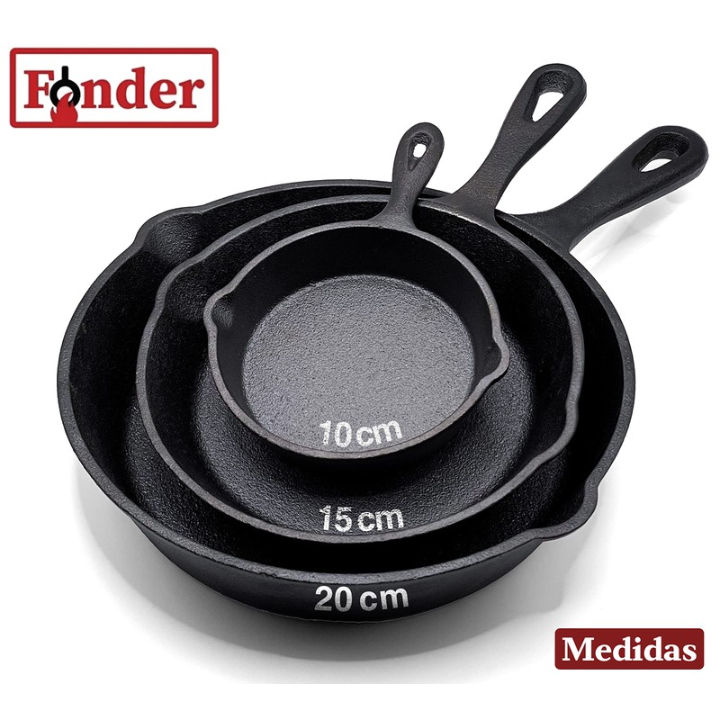Sartén de Hierro Fundido con Mango, Cast-Iron Skillet, 4" (10