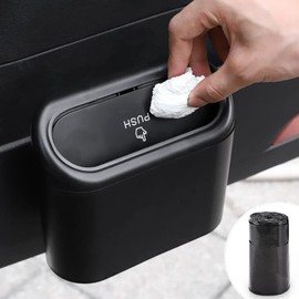Accmor Car Trash Can with Lid, Mini Auto Dustbin Garbage Organizer with 30 Pcs Plastic Trash Bag, Automotive Garbage Container Bin for Vehicle, Home, Office
