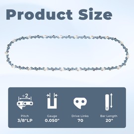72LPX70CQ 20" Chainsaw Chain Replacement for Echo CS-590,CS-600P,CS-620P,CS-670,CS-680 Chainsaw,Chain Saw Blade 70 Drive Links 0.050" Gauge 3/8" LP Pitch (3 Pack)