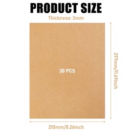 Pack of 30 Corrugated Cardboard, A4 (210 x 297 mm) Corrugated Cardboard for Crafts, 3 mm Thick Cardboard, for Packaging and Crafts