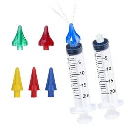 ETTSNU 20mL Ear Syringes for Removing Ear Wax, Cleaning Water Irrigation Kits with 3 Penta-Stream Tips and 3 Tri-Stream Tips Improved Hearing Clarity and Aural Hygiene (clear)