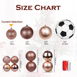 Briful 12CM Large Christmas Baubles, 4 PCS 4.7" Xmas Tree Decorations Rose Gold Christmas Bauble Decorations Hanging Ornaments for Home Festival Decor