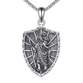 ONEFINITY Saint Christopher Necklace for Men 925 Sterling Silver St Christopher Pendant St Christopher Necklace Religious Protect Jewellery Gift