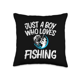 Cool Fishing Art For Boys Kids Fishermen Fish Hook Baiting Throw Pillow