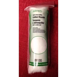 Assured Lot Of 2 - 100% Cotton Rounds, 160-ct. Make Up Facial Nail Resealable Bag