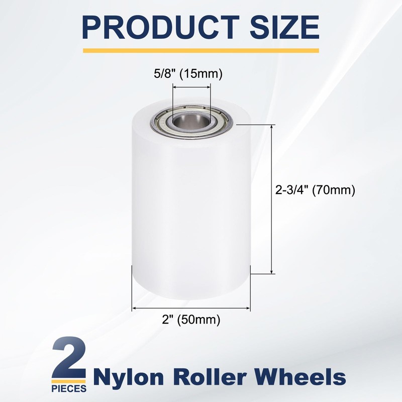 sourcing map 2Pcs Nylon Roller Wheel with Bearings, 5/8" Bore
