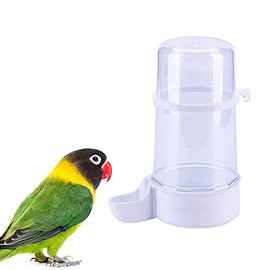 YJJKJ Comedero de agua para pájaros, dispensador automático de agua para loros, periquitos, conure, cacatúa y más (400 ml, blanco)