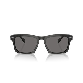 COACH Men's HC8397U Universal Fit Square Sunglasses, Transparent Dark Grey/Grey Solid Polarized, 57 mm
