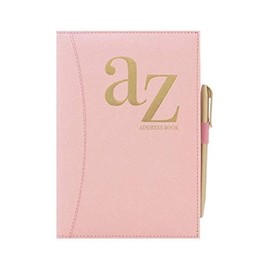 The Home Fusion Company A to Z Telephone A5 Address Book A-Z Index Hard Back Cover with Pen Pink Or Black