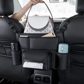 Car Organizers and Storage, Leather Car Storage Pocket Between Seats Back Seat Hanging Bag Purse Holder Large Capacity Automotive Consoles & Organizers