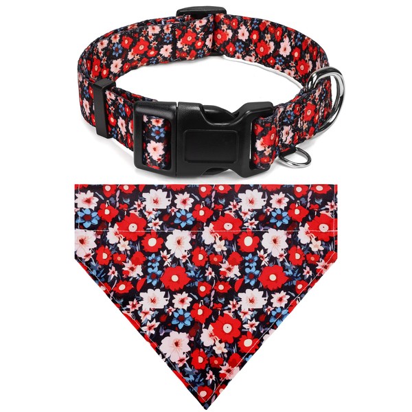 Dog Collars and Bandanas - Soft Adjustable Fancy Floral Boys