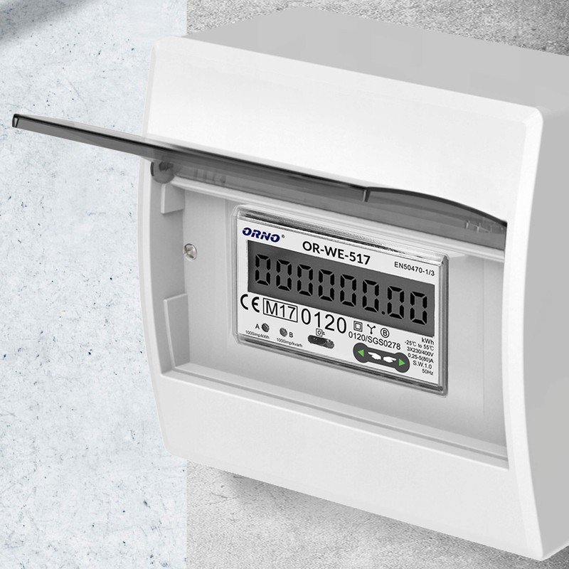 ORNO OR-WE-517 Multi-Tariff Two-Way Electricity Meter, DIN Rail, 3-Phase Display