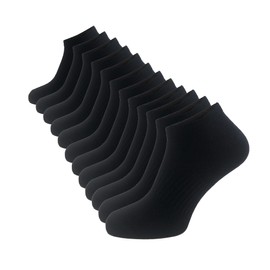 The Essentials Wardrobe 12PK Ladies Trainer Liner Socks - Black - 4-8