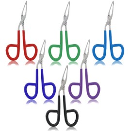 VISION TEK MED 6 Pieces Tweezers Scissor Handle Curved Tip Scissor Shaped Eyebrows Tweezers for Hair Plucker Remover Facial Hair Eyebrows Care (6 Mix Color)