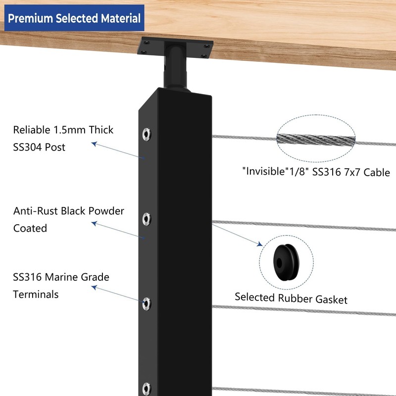 Gyykzz One-Stop Cable Railing Post Kit, 2Pack Level Drilled Line