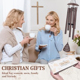 Christian Gifts for Women Men, 32" Wind Chimes with Bible Verse, Religious Gifts for Christmas Birthday, Inspirational, Faith Based Gift for Woman Mom Pastor Sister Baptism, Christian Home Decor