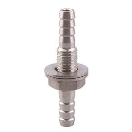DERPIPE Stainless Steel 1/4" Hose Barb, Barbed Thru-Bulk Head , Hex Bulkhead Straight Fitting