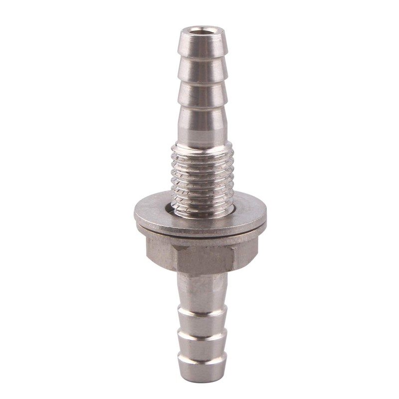 DERPIPE Stainless Steel 1/4" Hose Barb, Barbed Thru-Bulk Head ,