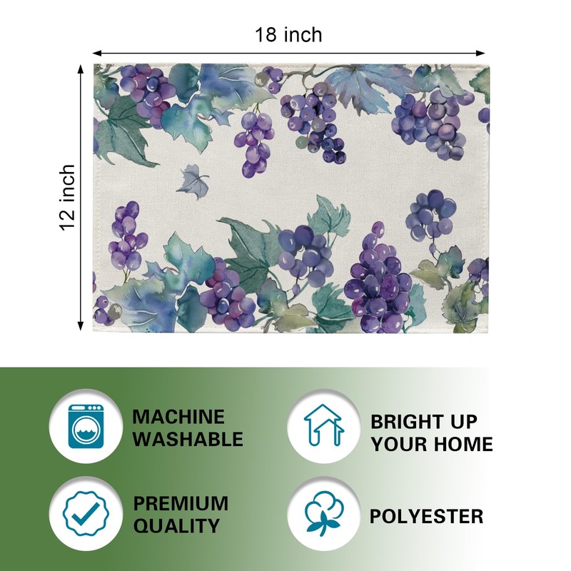 Watercolor Grapes Placemats Set of 4