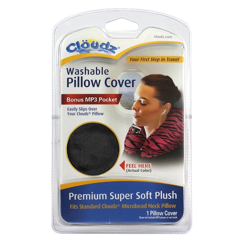 Cloudz Washable Travel Neck Pillow Cover - Black
