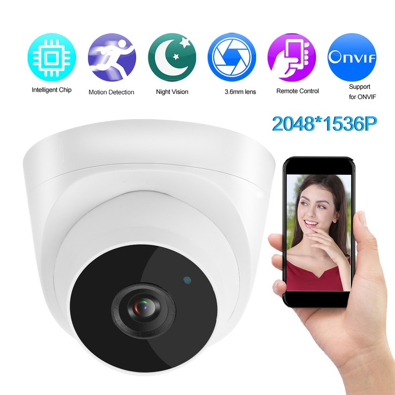 Household White Infrared IR Smart Camera Home Monitoring Device 2048*1536P