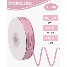 TPZORJX 50 m Satinband Rosa, 3 mm Geschenkband Hellrosa Schleifenband Rotes Band Dekoband für Geschenkverpackung Basteln Weihnachten Geburtstag Hochzeit Deko