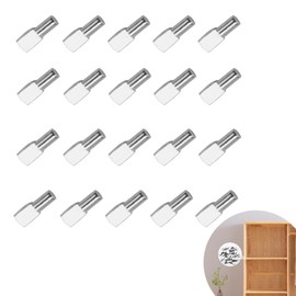 Pack of 20 Shelf Brackets, Shelf Brackets, Shelf Brackets, Nickel Plated Metal, 5mm x 19mm, Heavy Duty Metal Plate Brackets for Cabinets and Office Accessories, Durable and Corrosion Resistant