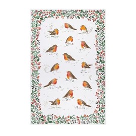 Ulster Weavers - Christmas Red Robin Tea Towel (74 x 48cm) - 100% Cotton - Washable - Christmas Berries Dish Cloths/Dish Towel - Robin Redbreast Christmas Tea Towel - Kitchen Accessories & Decor