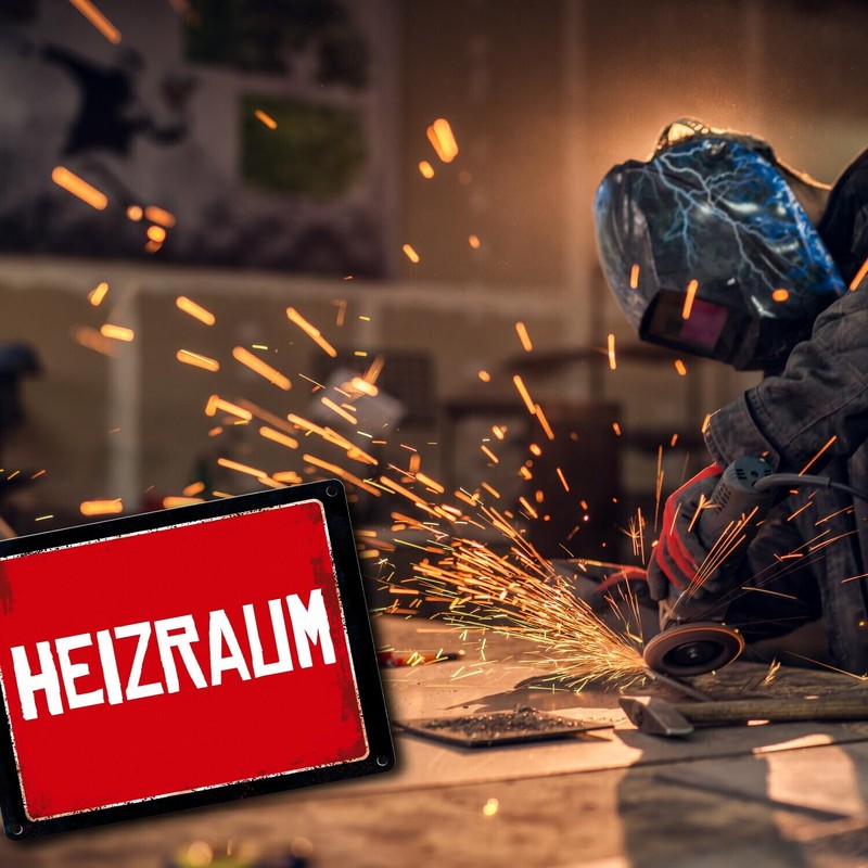 Distressed Boiler Room Warning Sign