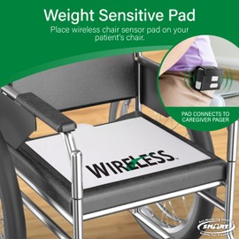 Smart Caregiver Wireless Chair Alarm System with Pager and Weight Sensor for Fall Prevention | 10" x 15" Pressure Sensor Alarm for Chair Alerts Caregiver | Cordless Chair Alarm with up to 300' Range