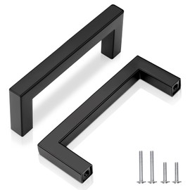 EZRENOVA 102mm (4") Center to Center Matte Black Stainless Steel Cabinet Handles 10 Pack - Kitchen Drawer Pulls & Dresser Knobs, Durable Cabinet Hardware