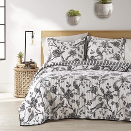 Levtex Home - Tanzie Black Quilt Set - Full/Queen Quilt + Two Standard Pillow Shams - Black and White - Quilt (88x92in.) and Pillow Shams (26x20in.) - Reversible - Cotton Fabric