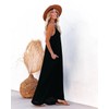 Women's Casual Sleeveless Deep V Neck Pockets Maxi Long Dress