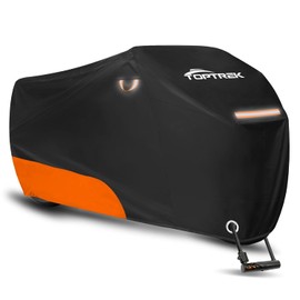 toptrek Motorcycle Tarpaulin Outdoor Motorcycle Cover Waterproof 210D Reflective Motorcycle Garage Winterproof High-Quality Motorcycle Tarpaulin Motorcycle Tarpaulin with Bag (265 x 105 x 125 cm)