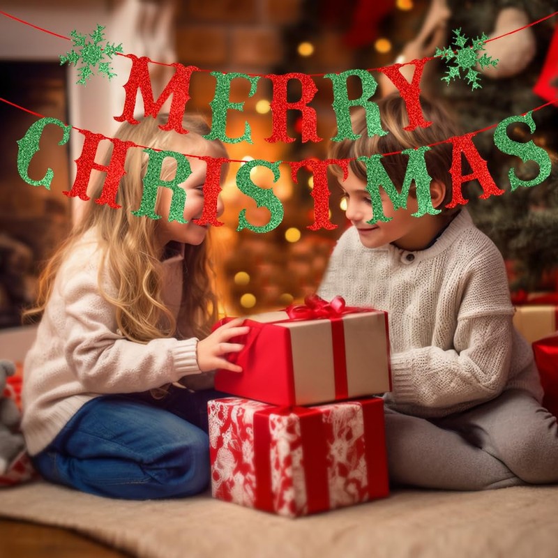 Yahpetes Merry Christmas Banner Christmas Party Decorations