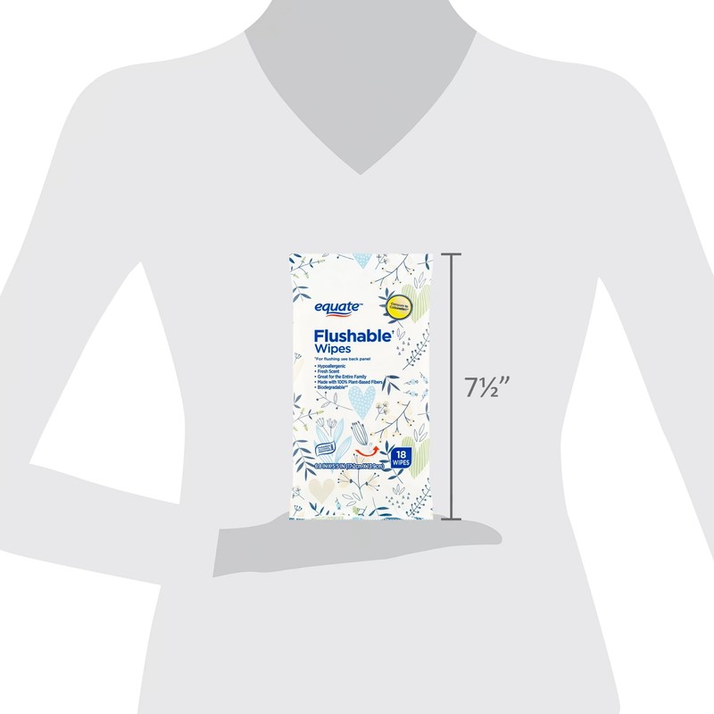 Equate Flushable Wipes 18 Count Pack of 3
