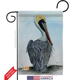 Pelican Garden Flag Set with Stand Animals Bird Flamingo Hummingbird Cardinal Peacock Springtime Natural Wildlife Small Decorative Gift Yard House Banner Double-Sided Made In USA 13 X 18.5