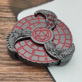 7-in-1 Spinner: Dragon-Red Metal Compass Dice, Gift Case for Spin Dice Set, Role Playing Game Gifts
