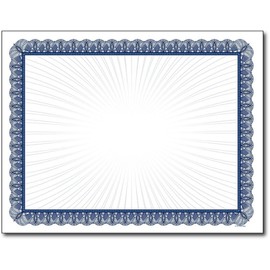 Blue Value Blank Certificates - 100 Sheets - Inkjet/Laser Compatible - Great for Graduations, Acheivements & Awards