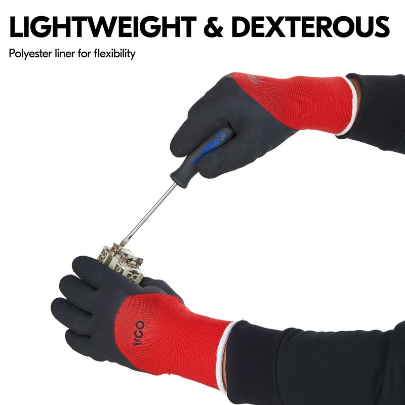 Vgo... Thermal Winter Work Gloves Palm Latex for Freezer Gardening