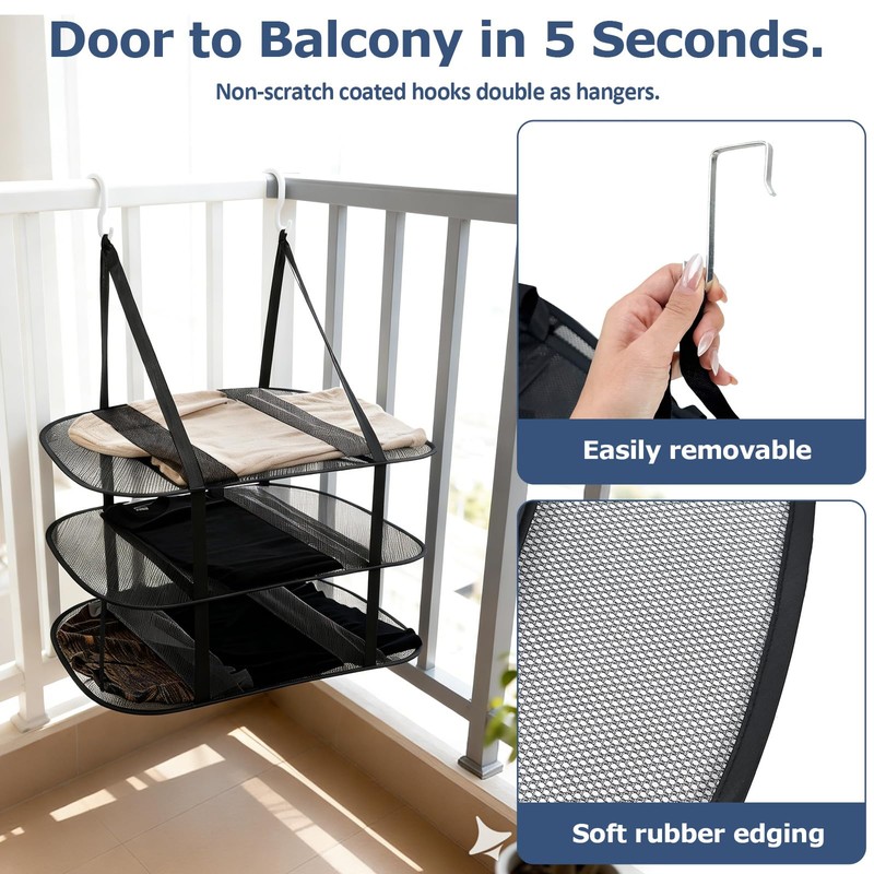 MiToBeLe 2Pcs Over The Door Drying Rack with 4 Hooks,3