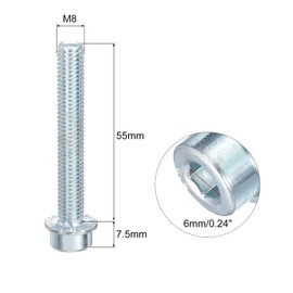 sourcing map M8x55mm Hex Socket Head Cap Screws, 10Pcs Carbon Steel Flanged Bolt Full Thread Screw Machine Screws for Machinery, Home Repairs and Fixtures