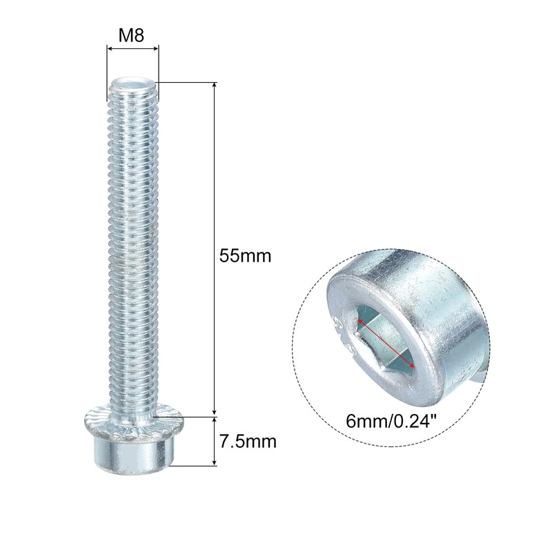 sourcing map M8x55mm Hex Socket Head Cap Screws, 10Pcs Carbon