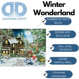 DIAMOND DOTZ ® - Winter Wonderland, Partial Drill, Round Dotz, Snowman Diamond Painting Kits, Diamond Art Kits for Adults, Winter Diamond Painting, Diamond Art, Diamond Dotz Kits, 35.4"x24"