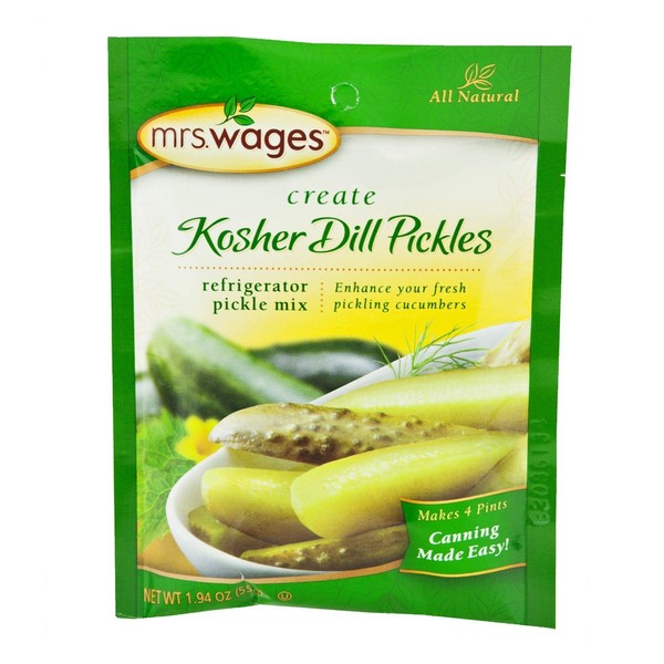 Mrs. Wages Refrigerator Kosher Dill Pickle Seasoning Mix, 1.94 Oz. Pouch (Pack of 4)