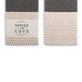 DEMDACO Served with Love Tan Speckle 30 x 8 Cotton Blend Fabric Double Oven Mitt