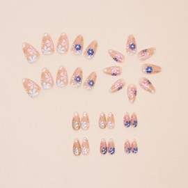 Press on Nails Short Almond Fake Nails Acrylic Nails Press ons Glossy Glue on Nails Fall False Nails Brown Gradient Artificial Stick on Nails for Women 30 Pcs