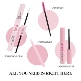 DIY Lash Extensions Kit 4 PCS Lash Bond and Seal & Cluster Lash Glue Remover Fast Removal No Residue and Eyelash Tweezers Waterproof Lash Cluster Glue for Self Application at Home