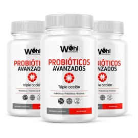 Paquete de 3 Probióticos Avanzados Laboratorios Wöhl Cápsulas Enzimas Digestivas Sin Sabor