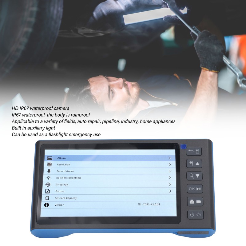 Handheld Industrial Endoscope HD 7in 7.9mm Dual Lens IP67 ABS